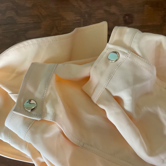 RYEGRASS Lightweight Twill Yellow Cropped Moto Jacket Size Large - Picture 10 of 12